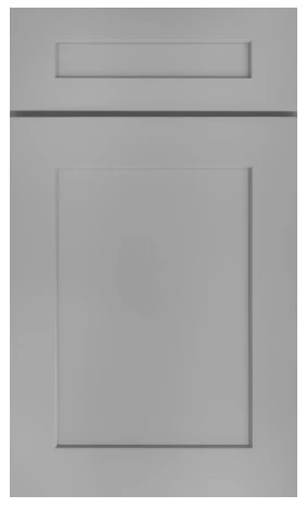 Gray cabinet door with a simple raised panel design | Jabara's